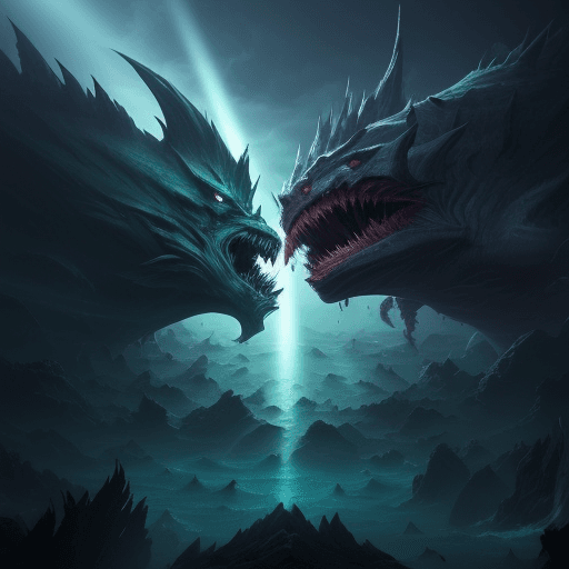 AI generated: twomassivescalemonsters&epicbattle\powerfull\rage\anger, deep sea, deepUnderwater\background, occlus...