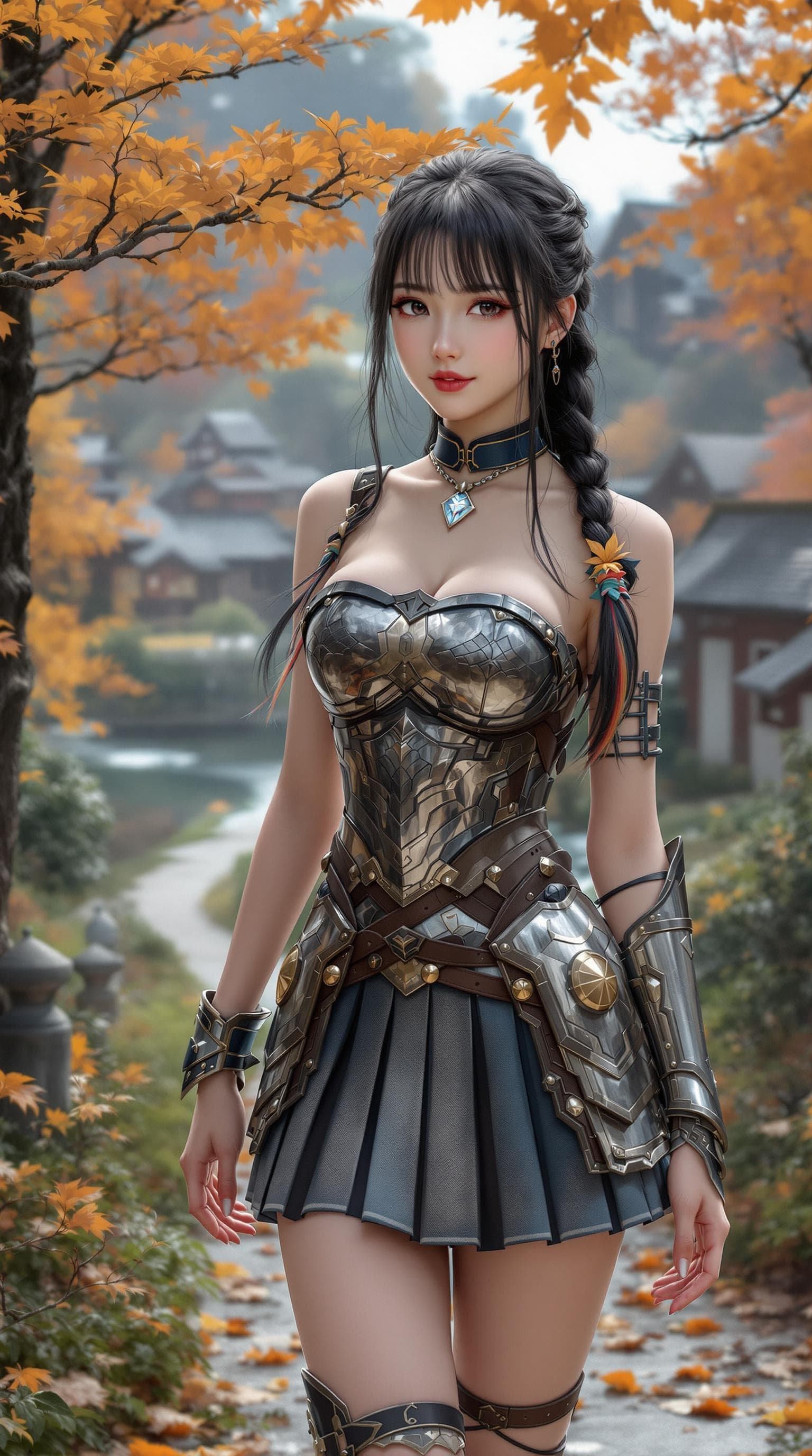 AI generated: realistic, japanese girl, beautiful girl, full body, ulzzang face, long hair, black hair, multi colo...