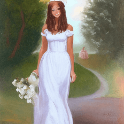 AI generated: A lovely young woman in a white dress