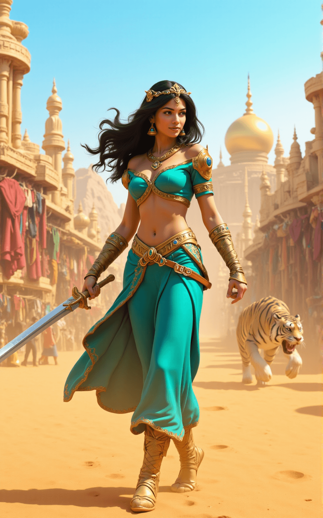 AI generated: In the heart of the enchanting city of Agrabah, Princess Jasmine stands as a beacon of strength and ...