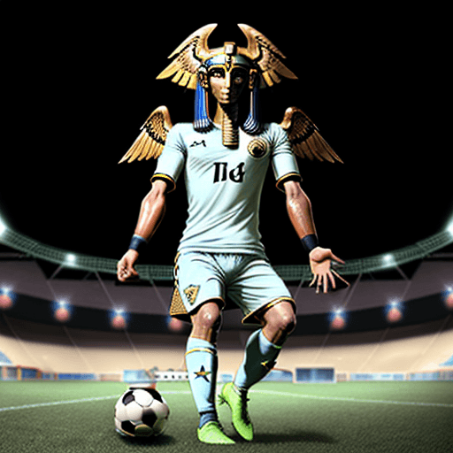 AI generated: i need god horus playing soccer
