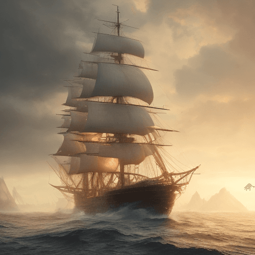 AI generated: Photo of a ultra realistic sailing ship, dramatic light, pale sunrise, cinematic lighting, battered,...