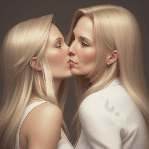 AI generated: judith rakers angela finger-erben kiss long haired version