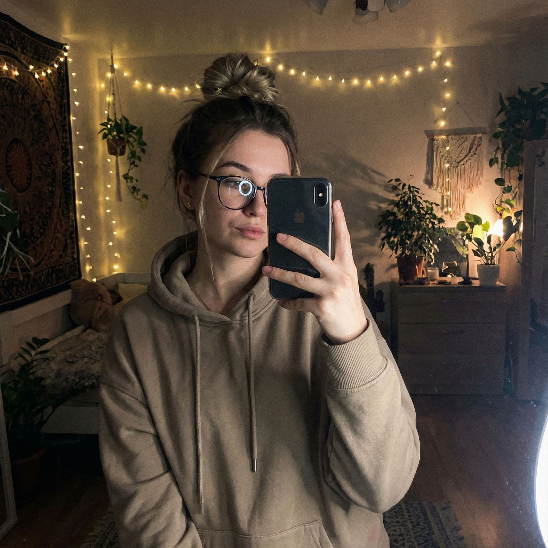 AI generated: Russian model poses for a selfie, in the style of social media influencers, webcam photography, 