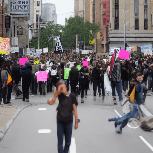 AI generated: Protesters on street 