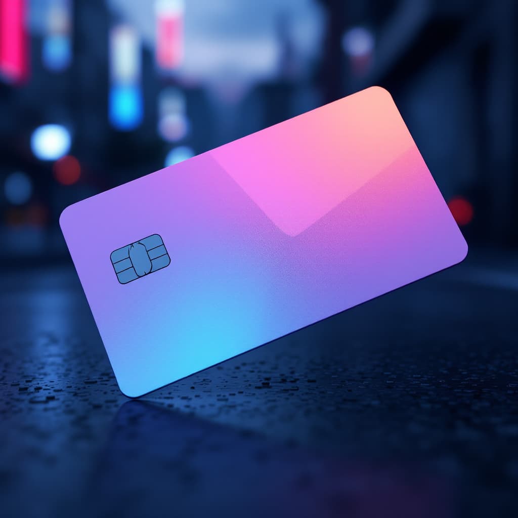 AI generated: Photo of a ultra realistic credit card with generic logo and minimalistic design, downtown backgroun...