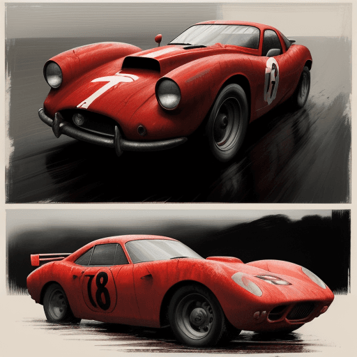AI generated: red race car, in the style of sam spratt, historical illustrations, old masters, genndy tartakovsky,...