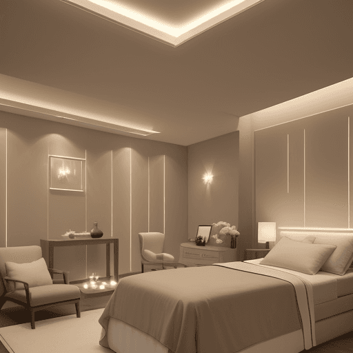 AI generated: "Transform my massage room into a luxurious spa room with a serene and modern aesthetic. The room sh...