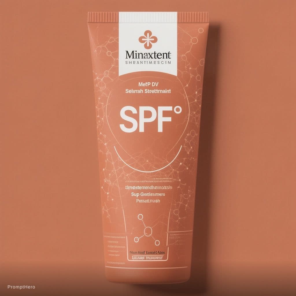 AI generated: "Medical dermatological sunscreen packaging flat artwork design, vertical layout 8cm width x 20cm he...