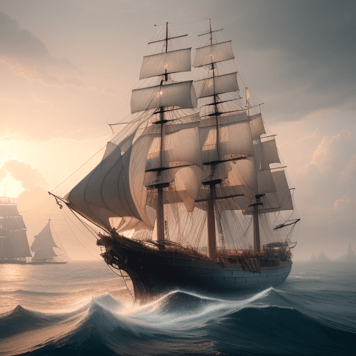 AI generated: Photo of a ultra realistic sailing ship, dramatic light, pale sunrise, cinematic lighting, battered,...