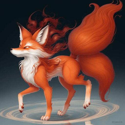 AI generated: a hybrid between an animal and a human. It is called a kumiho. It resembles a fox in appearance, onl...