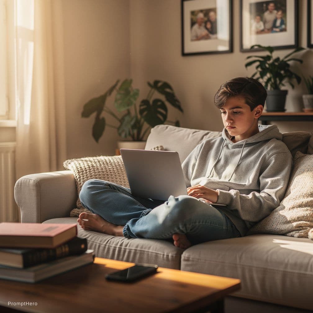 AI generated: Teen on home