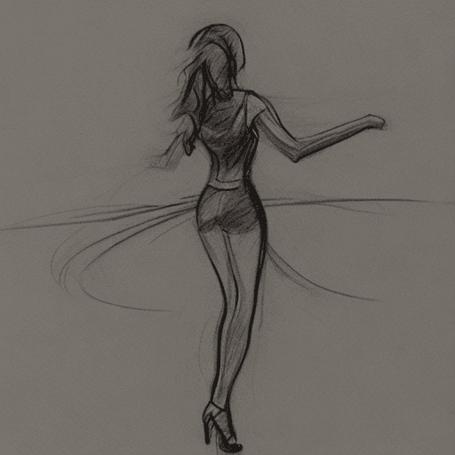 AI generated: reference art sketch of a woman dancing, art reference sketch, pose reference, sketch, outline sketc...