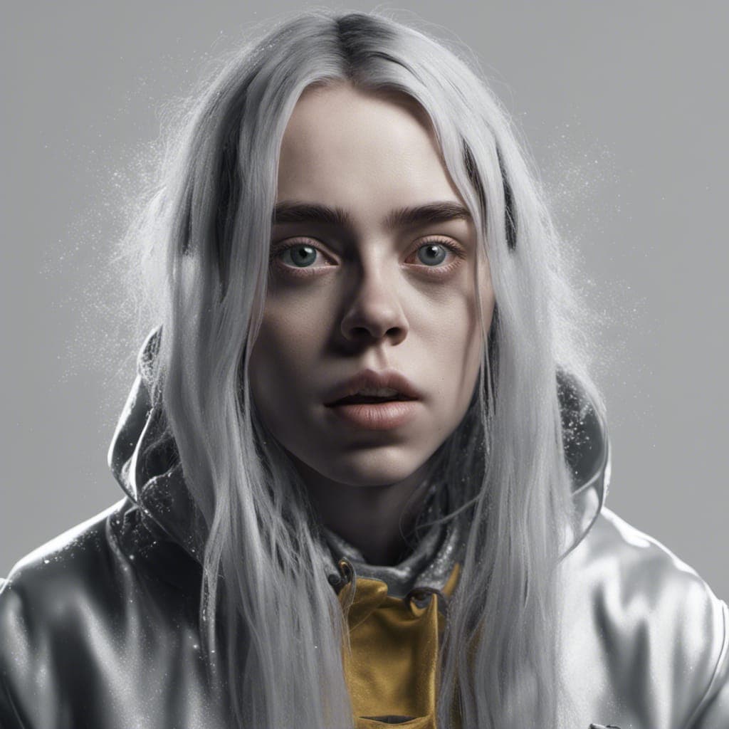 AI generated: Portrait of Billie Eilish, 8k, VFX, octane render, unreal engine 5, Diffraction Grading, Ray Tracing...