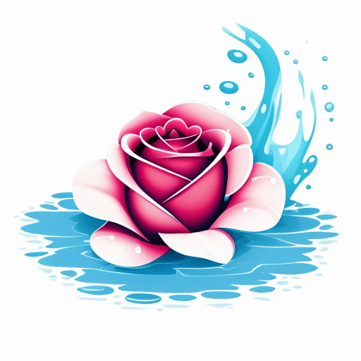 AI generated: rose flower,color water,vector style,white background
