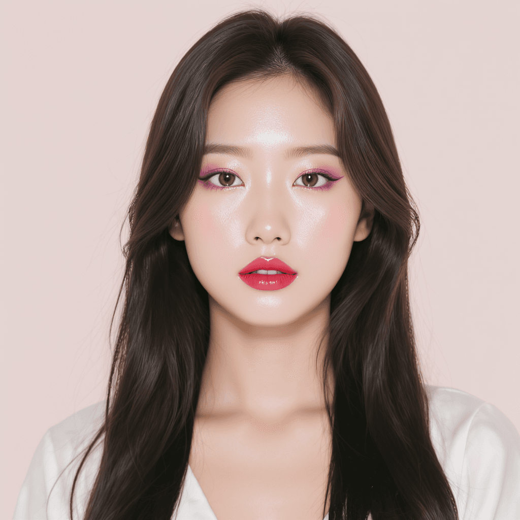 AI generated: Full-face Korean beauty portrait, soft front lighting, smooth porcelain skin, natural glow, detailed...