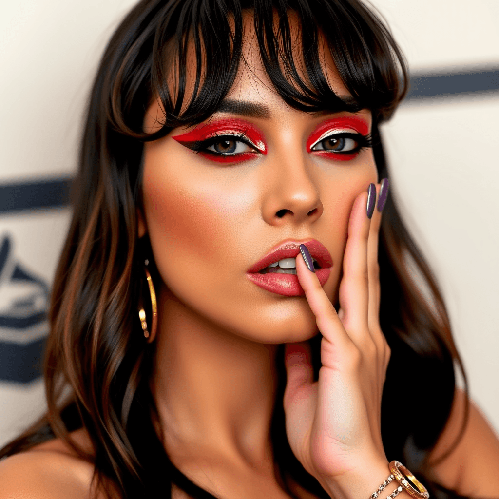 AI generated: For last night's Grammy Awards, makeup artist Moani Lee used Charlotte Tilbury products to achieve K...