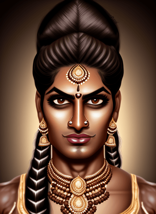 AI generated: photorealistic, portrait of an hairy Indian muscular strongwoman, hyper detailed symmetrical face, a...