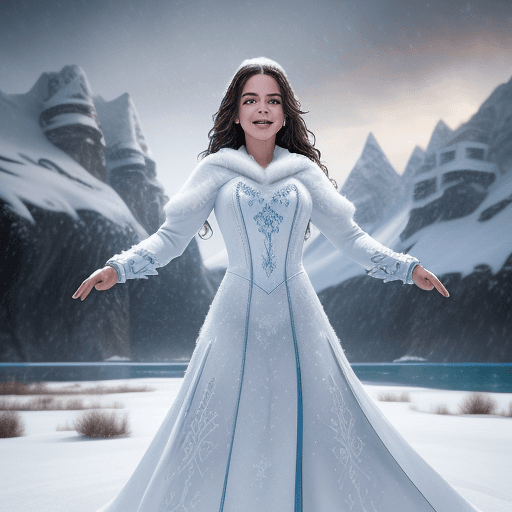 AI generated: Sofia from Disney Live series, (detailed stunning snow environment), cinematic, cover art, full body...