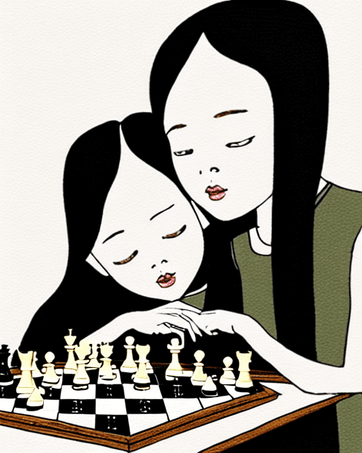 AI generated: 2girls, masterpiece illustration of two asian girls around the age of 20 playing in a fiercely compe...