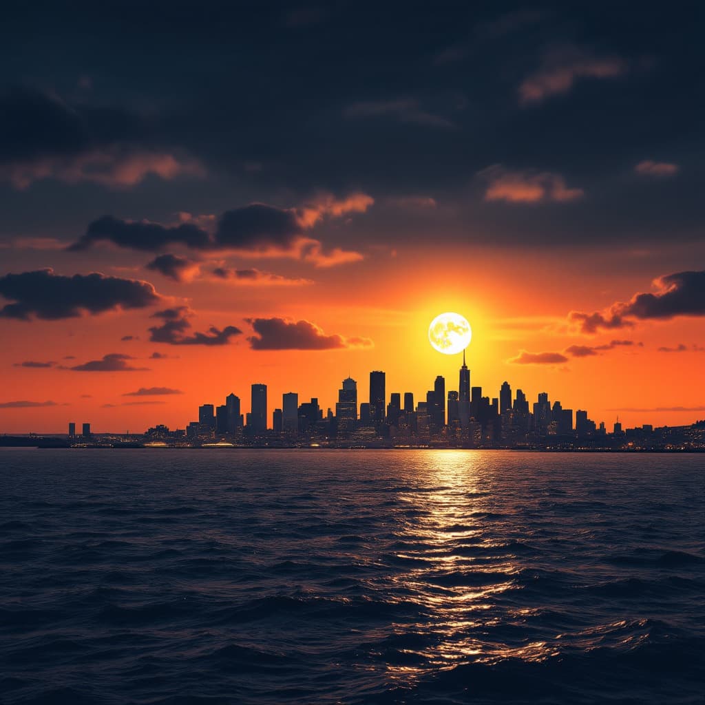 AI generated: Hyper realistic  exterior photo from a CAMERA perspective, a silent observer above the tranquil sea ...
