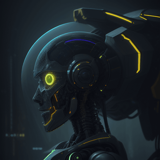 AI generated: rendering, side shot, falf-strange body with complex system equipment with hyper detail robot, gaze,...