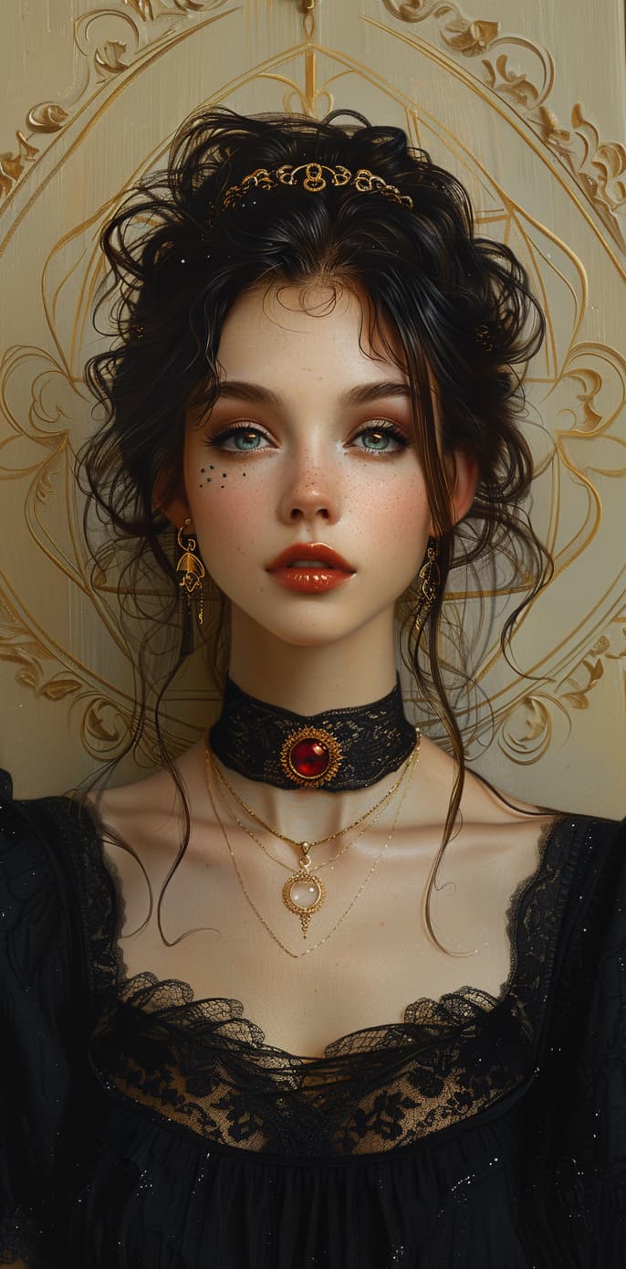 AI generated: sculpture:: portrait of an woman:: white porcelain skin:: pierced with red:: Intricate details, very...