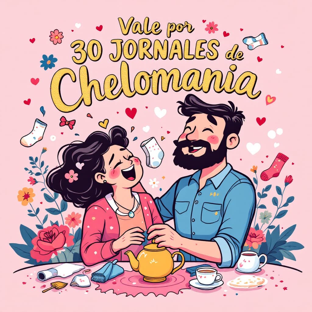 AI generated: A colorful and funny gift voucher for Mother's Day, beautiful floral design with gold accents, carto...