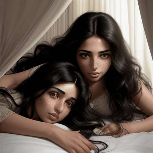 AI generated: 30 year old Iranian woman with long wavy black hair, gorgeous, freckles, girl with brown eyes, orgas...