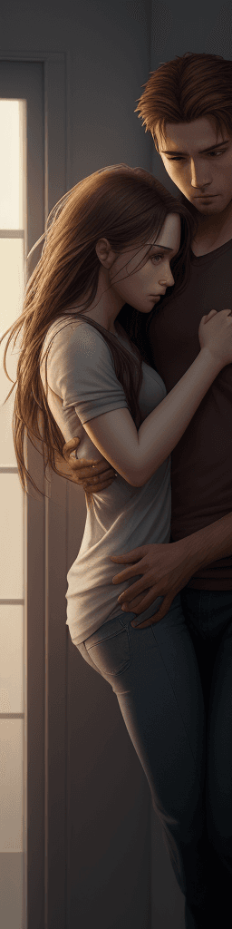 AI generated: A man grabs his girlfriend's arms to prevent her from leaving . hyper realism, high detail,  8k