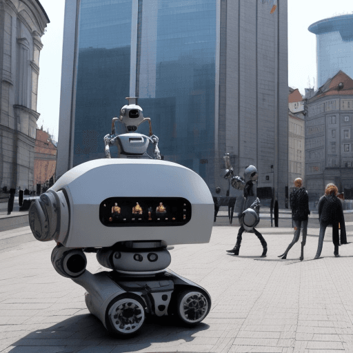 AI generated: Robots in futuristic Warsaw