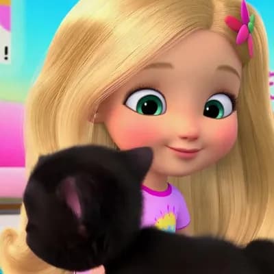 AI generated video: Friday the 13th: Cuteness Overload! Blonde long hair Girl with cute big cheeks and big eyes playing ...
