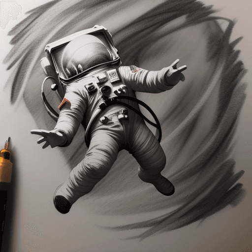 AI generated: Charcoal sketch of an astronaut floating in space.