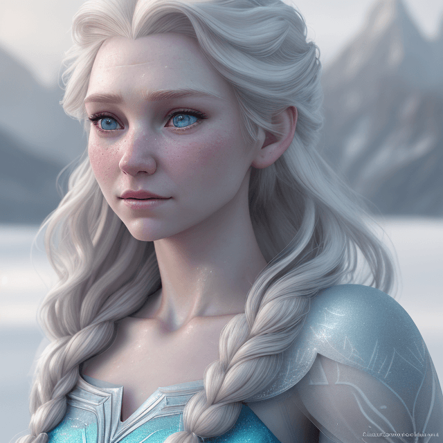 AI generated: a close up of a person wearing a dress, portrait of elsa of arendelle, sakimichan hdri, detailed fac...