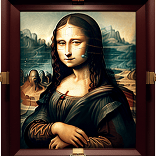 AI generated: Photo of a ultra realistic , generates the Mona Lisa dressed in an executive suit and briefcase, res...