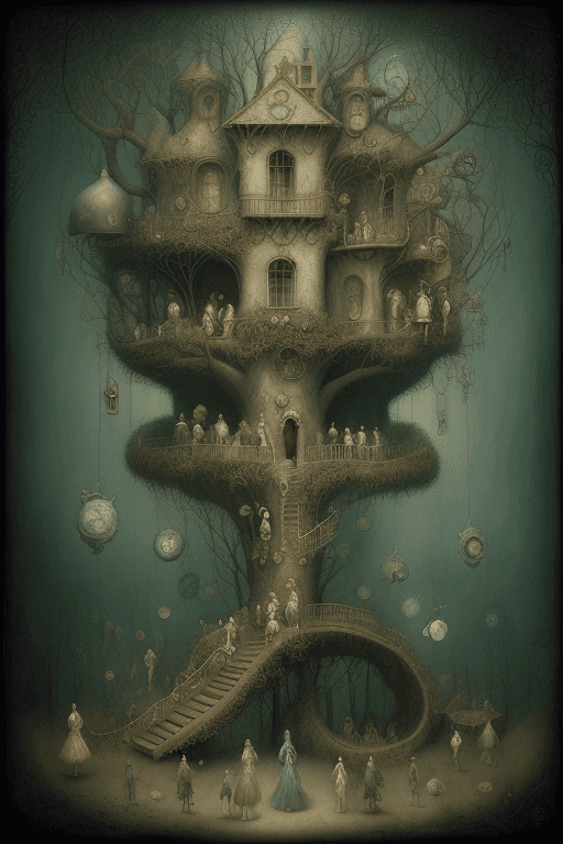 AI generated: Neo Surrealism, overwhelmed by reason, by Gabriel Pacheco and Max Ernst, existential residues dark s...