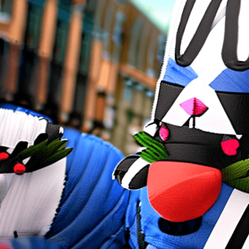 AI generated: A photo of a realistic three headed samurai dog  wearing a rice paddy hat on each head, wearing a bl...