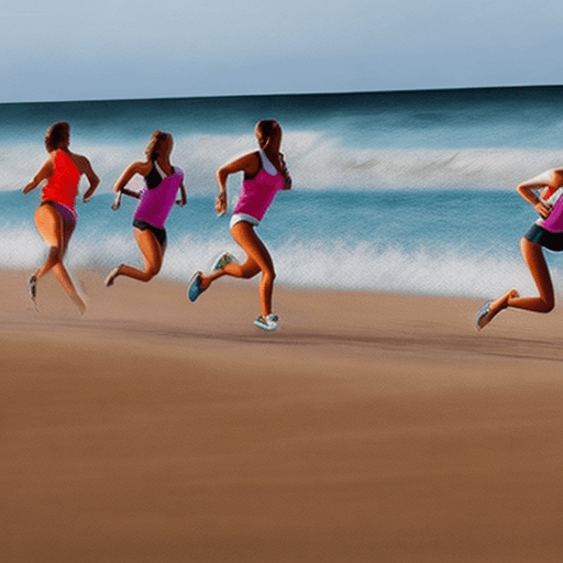 AI generated: 5 females running on beach
photo realistic