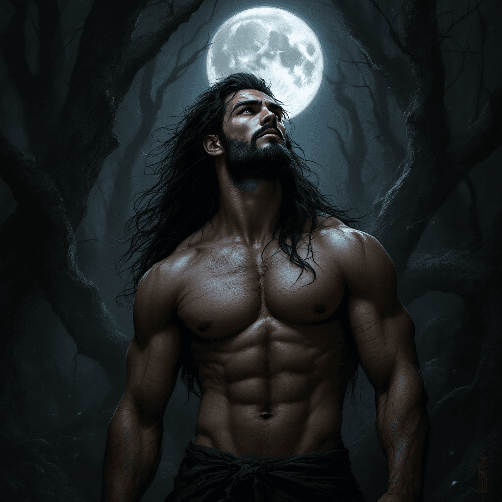AI generated: Create a stunning, high-quality semi-realistic artwork featuring a masculine centaur in a dark, myst...