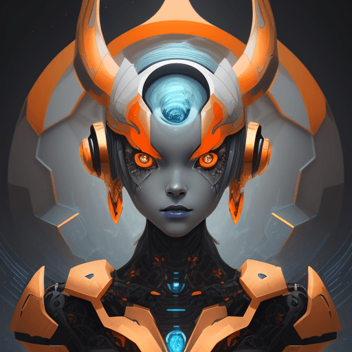 AI generated: scifi fantasy illustration beautiful robot, in the style of pokemon hyper-detailed portraits, dark w...