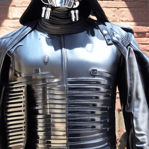 AI generated: terminator, chrome t-800 endoskeleton, extra wide black leather gaucho hat, armored black leather tr...