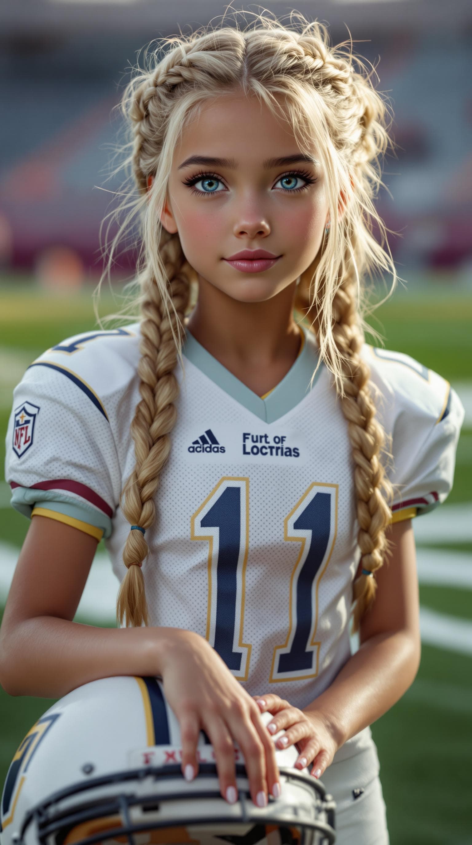 AI generated: a professional photo of a exceptionally beautiful 7rd grade girl in the world, in a highly detailed,...