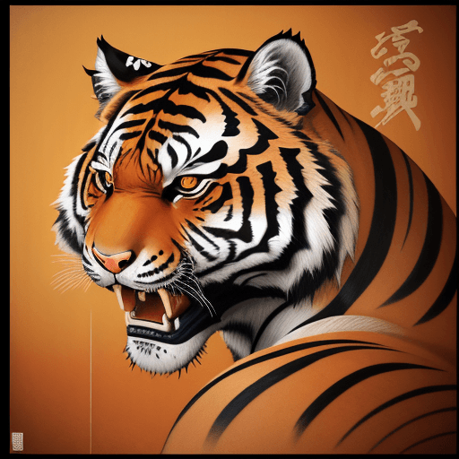 AI generated: tiger japanese traditional tattoo art print, in the style of Horiyoshi III, neo-traditional japanese...