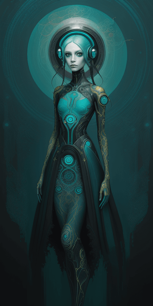 AI generated: A digital illustration featuring a paint style of James C. Christensen，ethereal minimalist Alien rac...