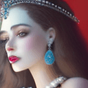 AI generated: a woman with long hair and a tiara on her head is wearing pearls and pearls on her head, highly deta...