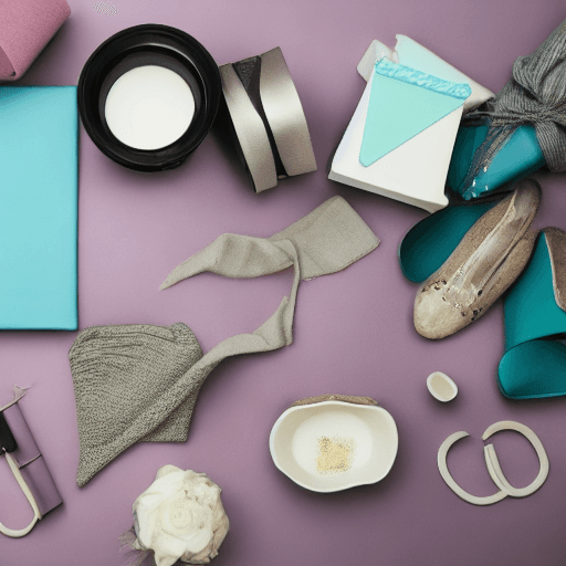 AI generated: a flat lay photography of company employee gifts :: pastel color palette, studio lighting, low contr...
