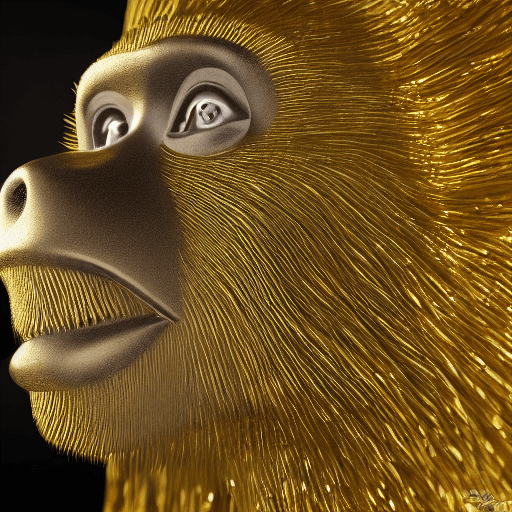 AI generated: gold monkey , god, rich, money, gold, daimond, silver, , black background, ultra detailed, cinematic...
