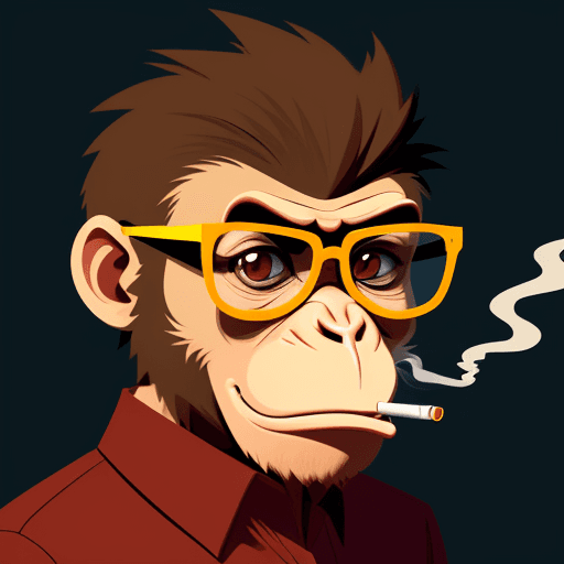 AI generated: vector illustration, monkey with Glasses and a cigarette, angry, watching at camera, cartoon
