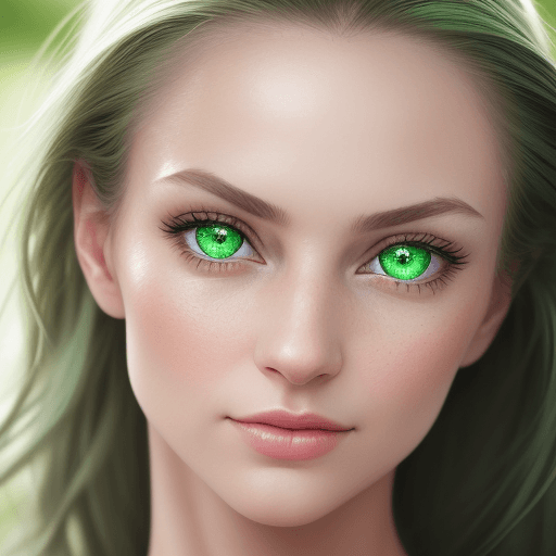 AI generated: Portrait Photography, A highly detailed close-up of a content woman looking left, with prominent, br...