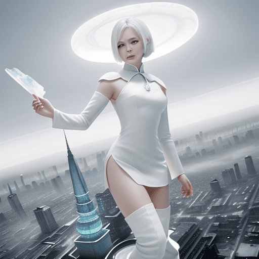AI generated: Alabaster is a Chinese female, age 18, beautiful, short white bob hair. Full body image, best qualit...